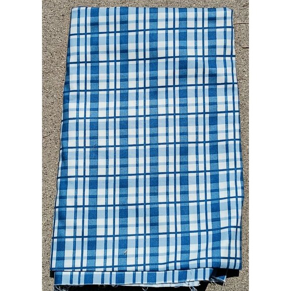Vintage 1996 by Spectrum Cotton Home Decor Sewing Fabric Blue Plaid 1.5yd x 56" - Picture 2 of 7